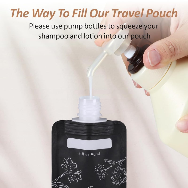 Packism Travel Bottles for Toiletries - 24 Pack Leak Proof 3oz TSA Approved Travel Pouches, Stand Up, Slim & Lightweight Design, Space Saving, Pack More Shampoo Conditioner Lotion Body Wash - Image 5
